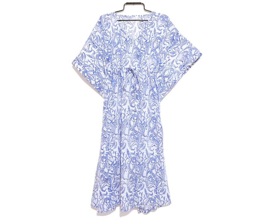 Marine Blue Cabana Kaftan   