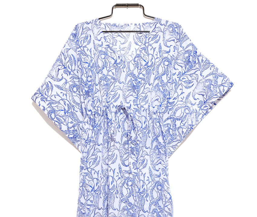 Marine Blue Cabana Kaftan   