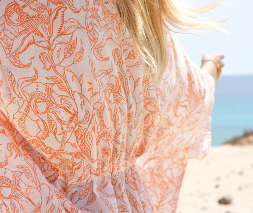 Brick Orange Cabana Kaftan   