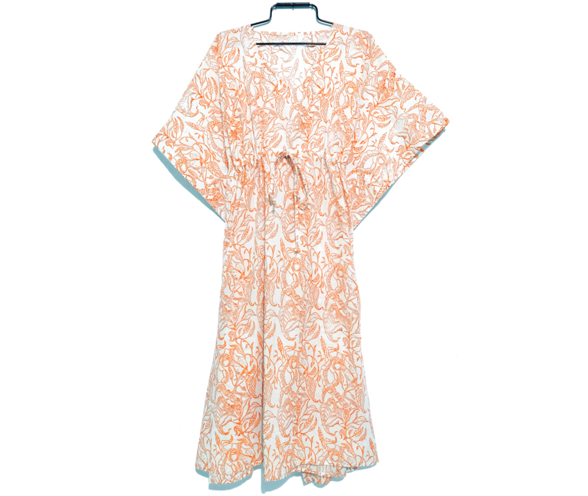 Brick Orange Cabana Kaftan   