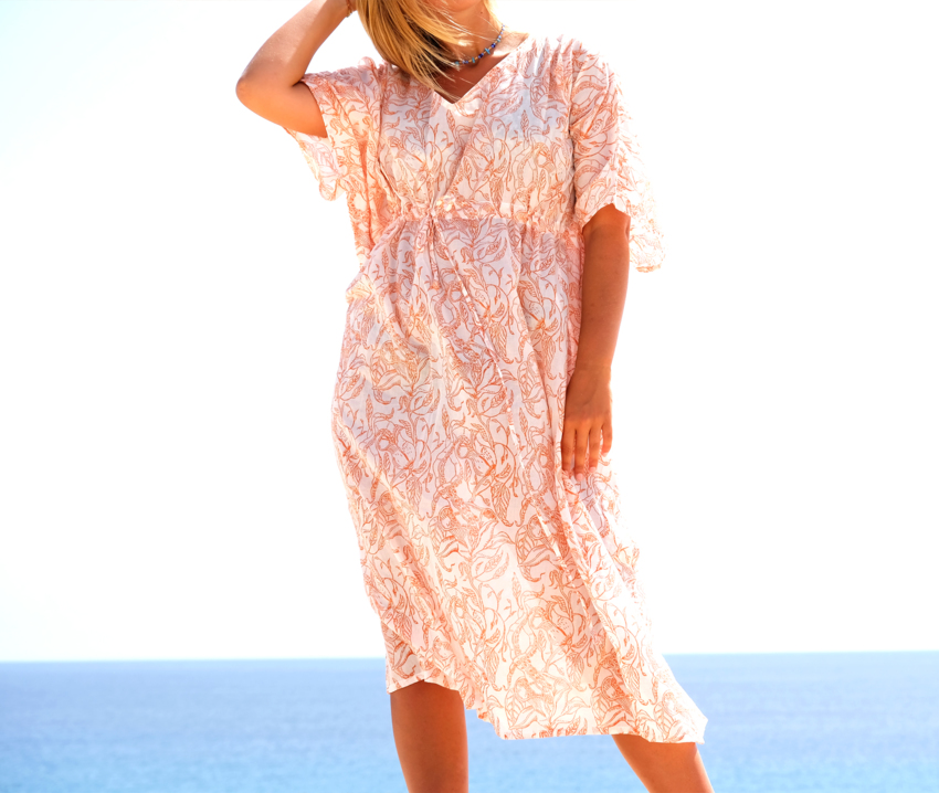 Brick Orange Cabana Kaftan   