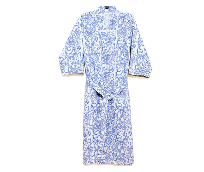  Marine Blue 3/4 Sleeve Cabana Robe  