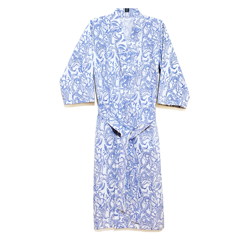  Marine Blue 3/4 Sleeve Cabana Robe