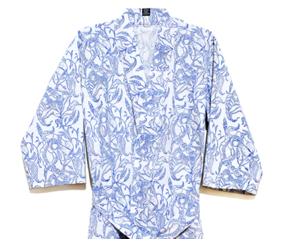  Marine Blue 3/4 Sleeve Cabana Robe 