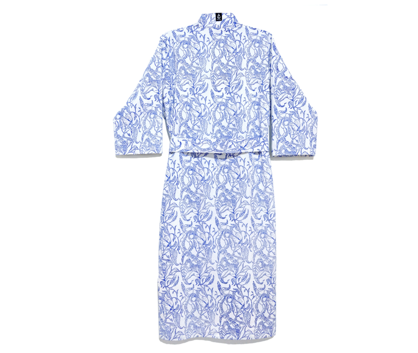  Marine Blue 3/4 Sleeve Cabana Robe  