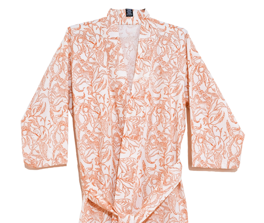 Brick Orange 3/4 Sleeve Cabana Robe  