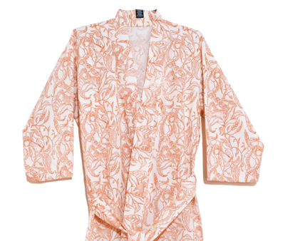 Brick Orange 3/4 Sleeve Cabana Robe 