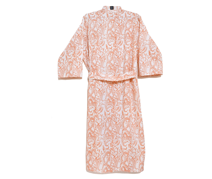 Brick Orange 3/4 Sleeve Cabana Robe  